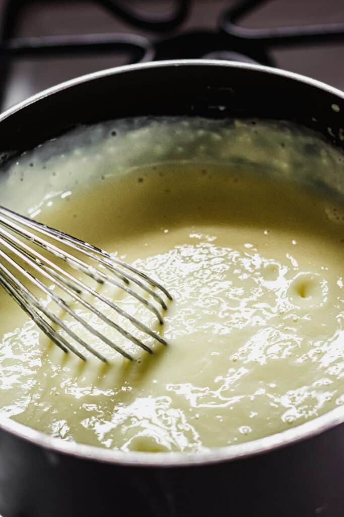 pastry cream boiling on the stovetop