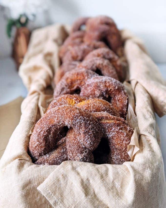 Pretzels lined up in a basket
