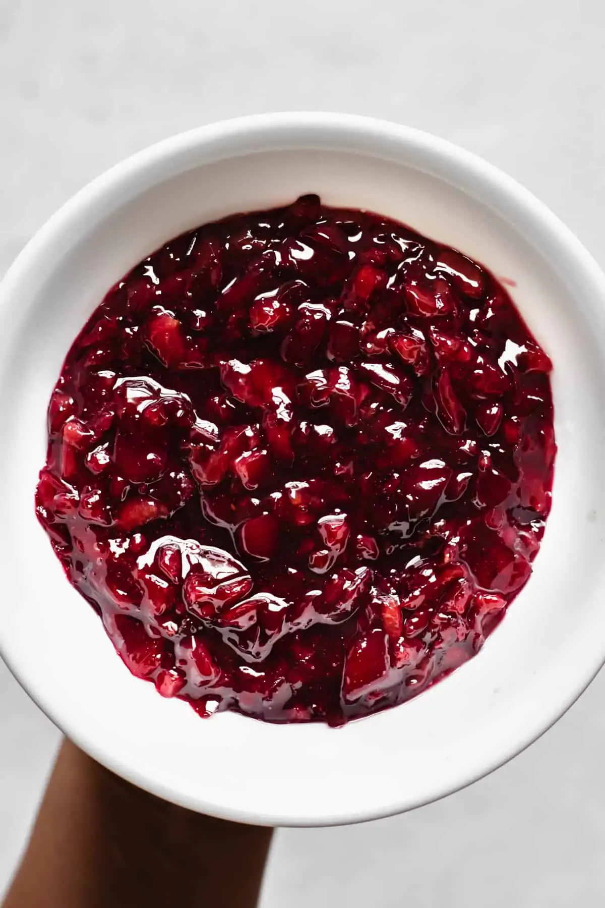 Close up shot of the cherry compote.