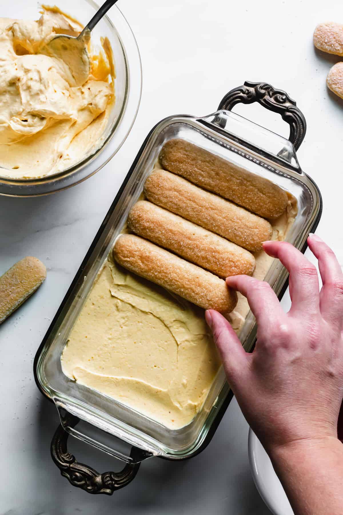 Lady fingers added on top of the pumpkin mascarpone.