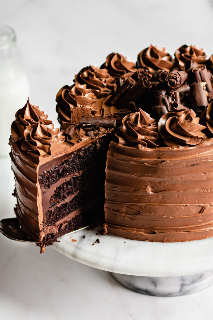 triple layer chocolate cake with chocolate frosting