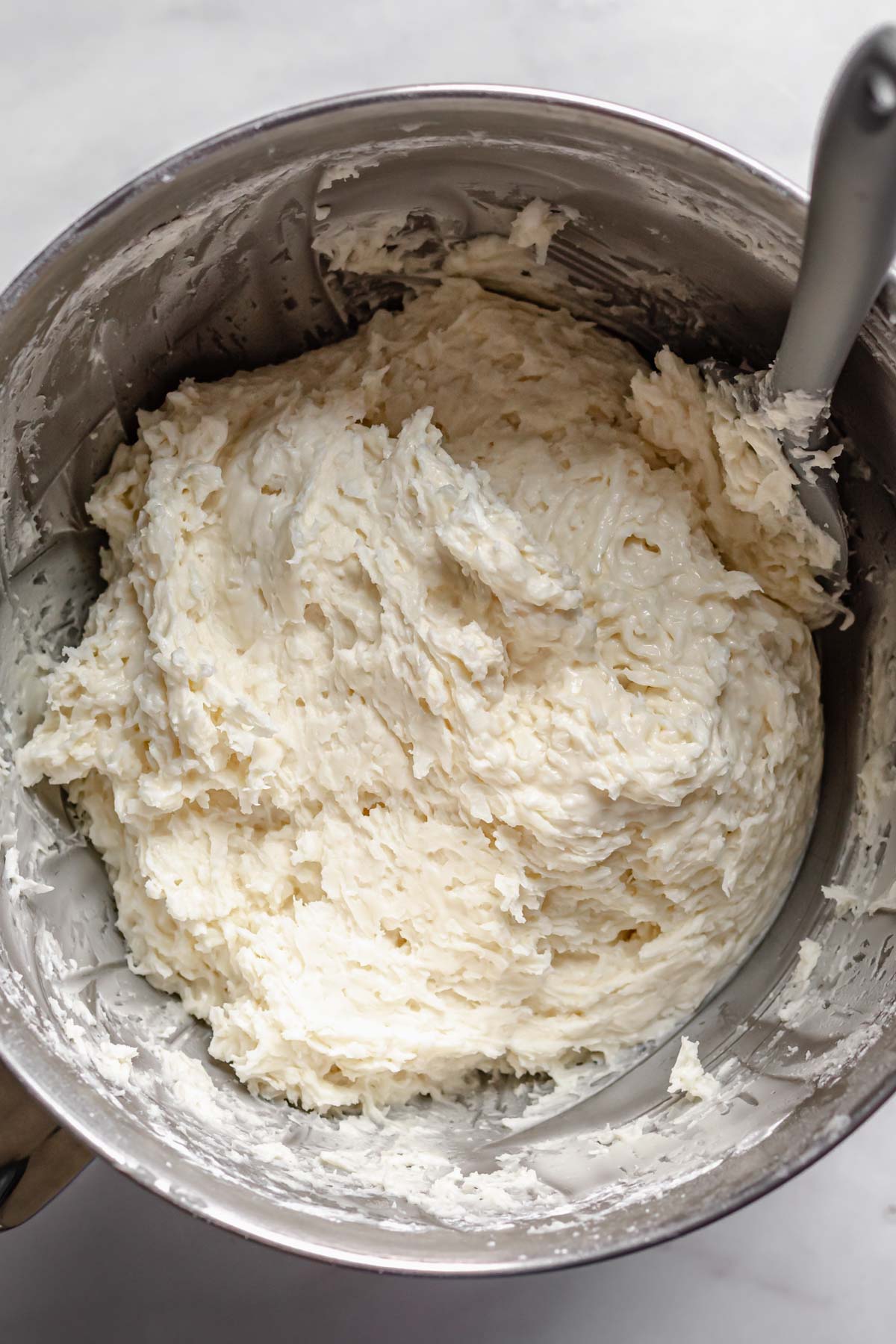 Finished batter in a mixing bowl.