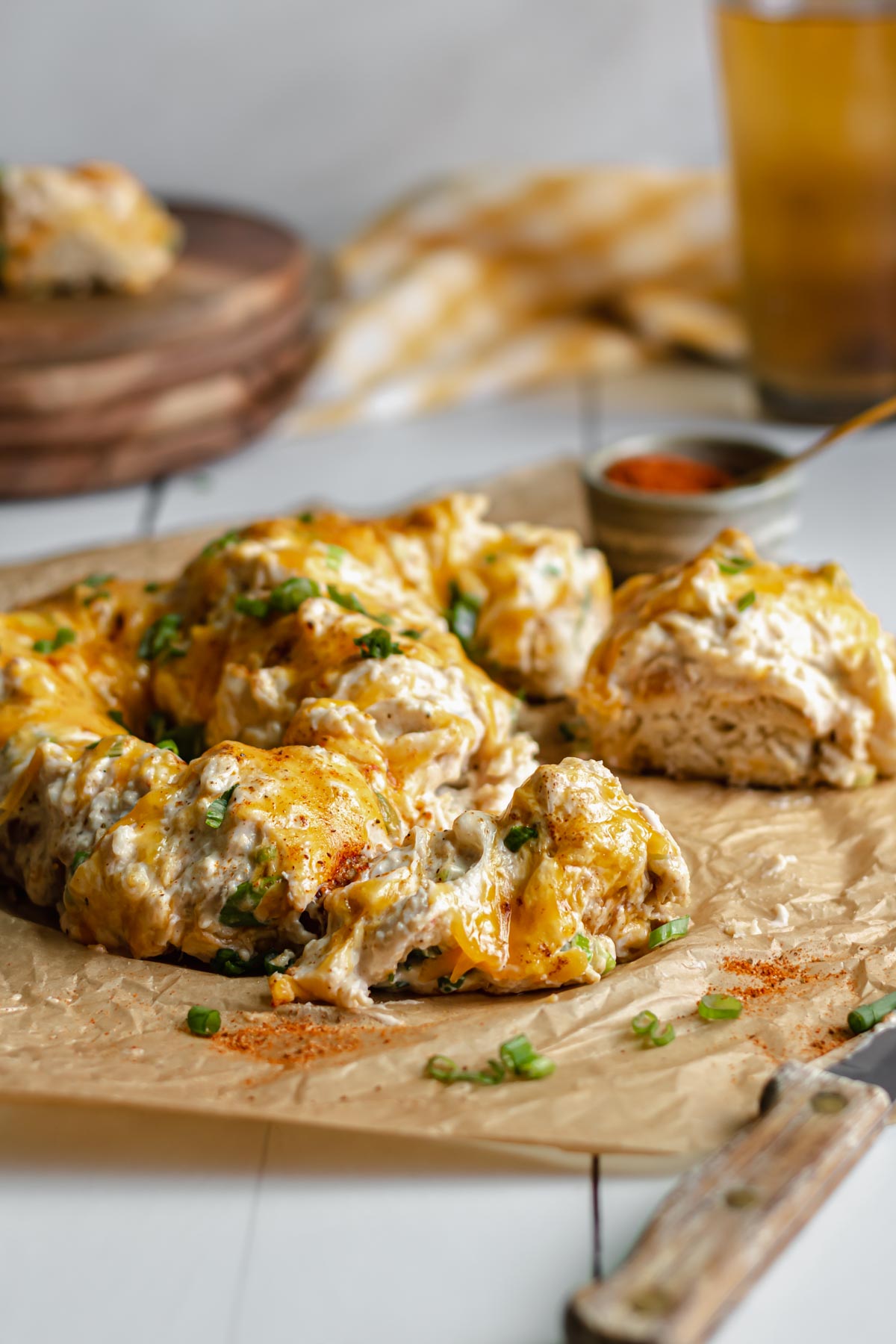 Crab pretzel with a slice removed.