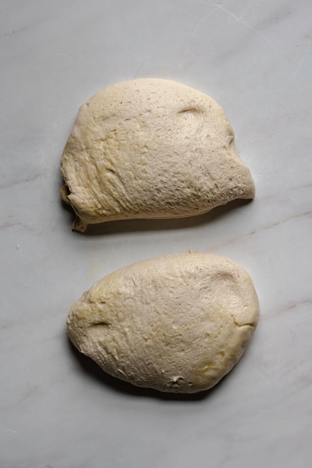 Two pieces of dough.
