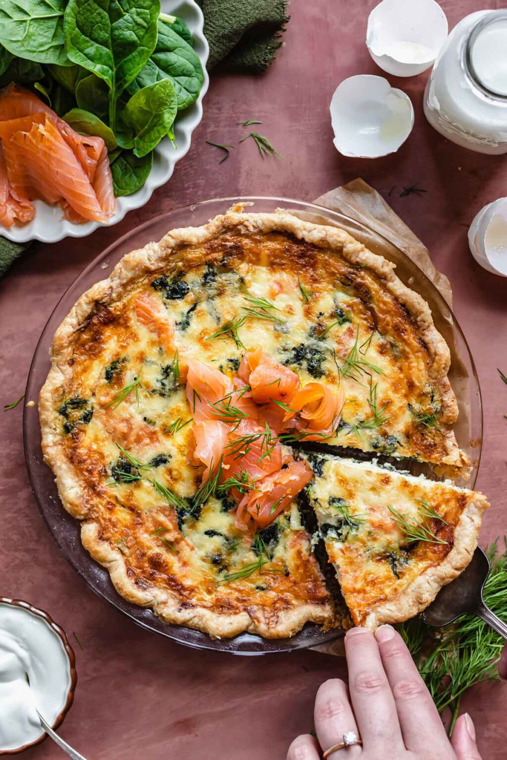 Smoked Salmon and Spinach Quiche The Cozy Plum