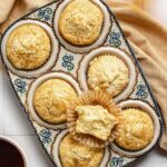 Butter rum muffins in a pan.