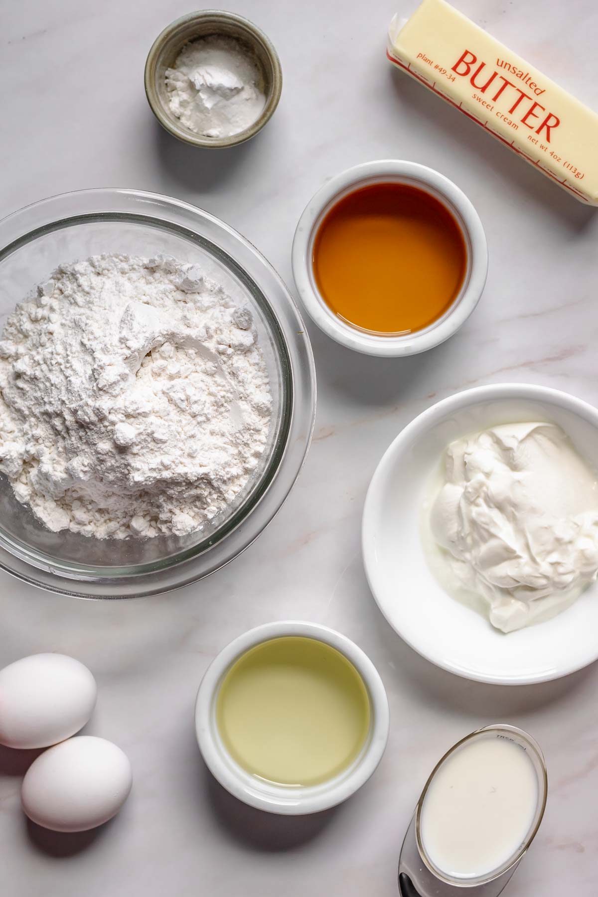 Ingredients for the butter rum muffins.