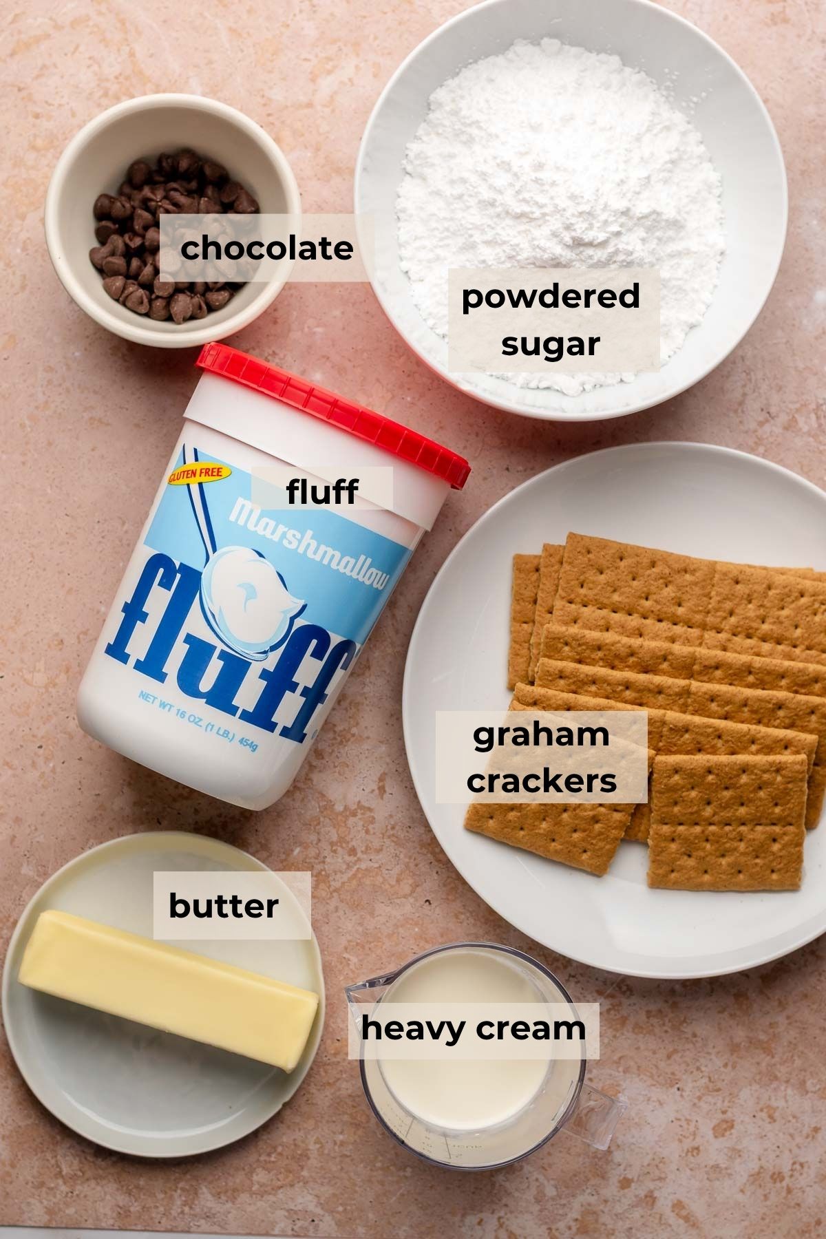 Ingredients for s'mores cupcakes.