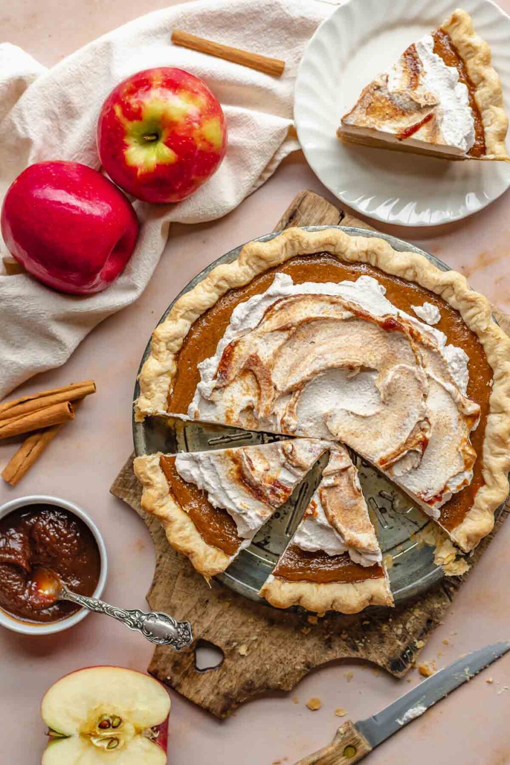Apple Butter Pie with Cinnamon Whipped Cream The Cozy Plum