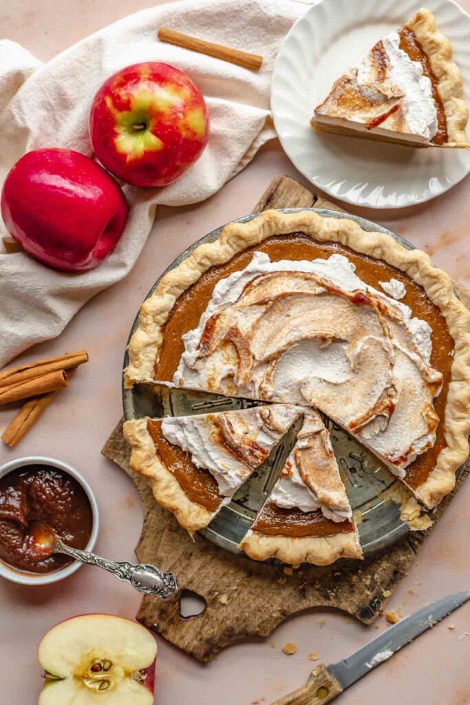 Apple Butter Pie with Cinnamon Whipped Cream The Cozy Plum
