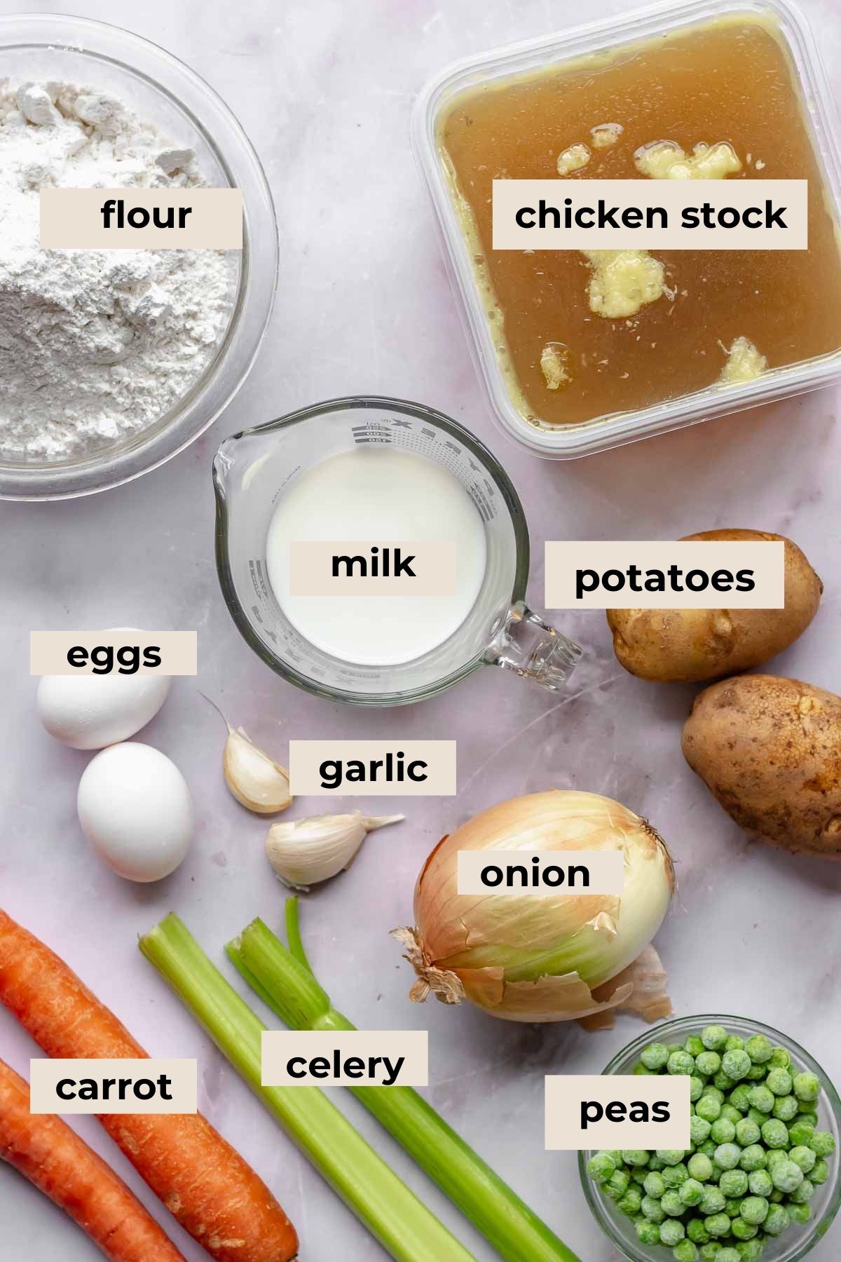 Ingredients for PA dutch chicken pot pie.