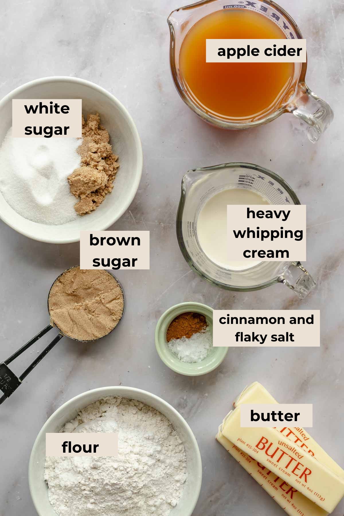 Ingredients for caramel cookie bars.
