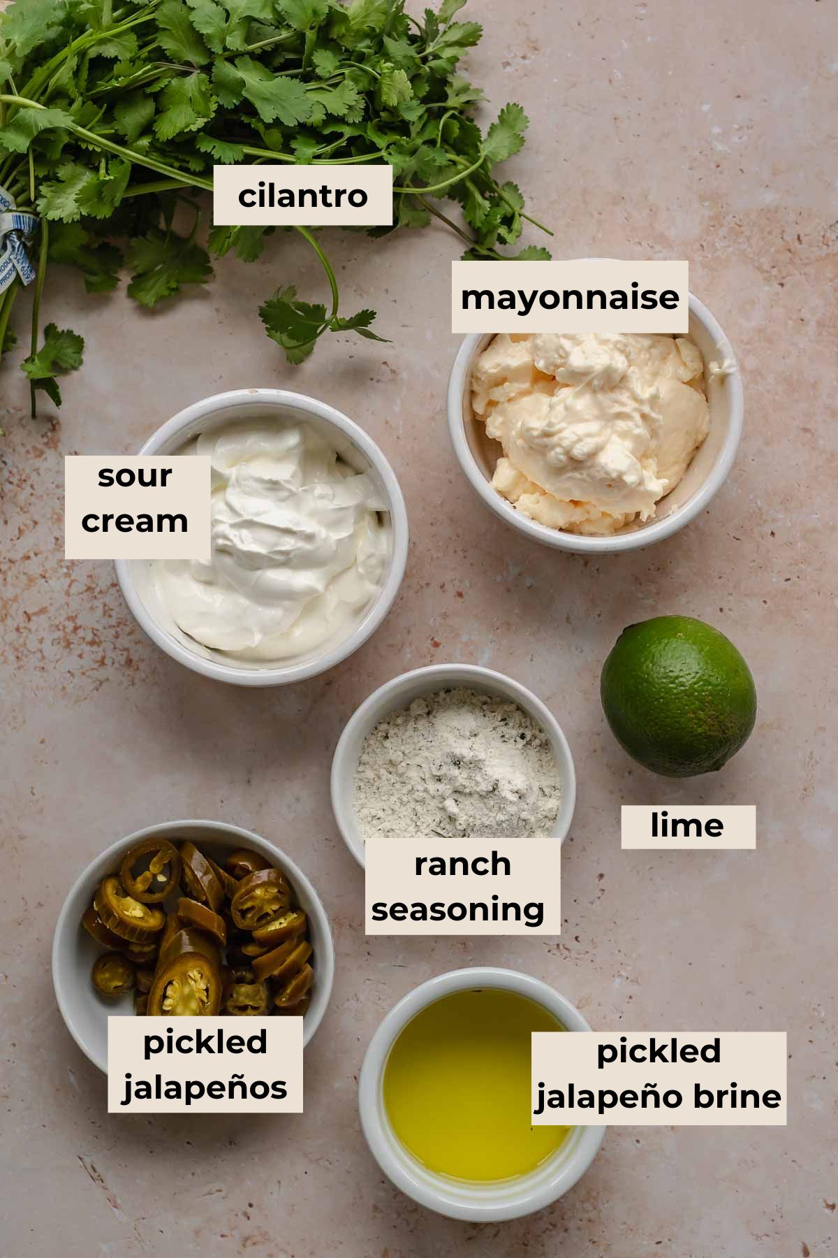 Ingredients for jalapeno ranch dip.