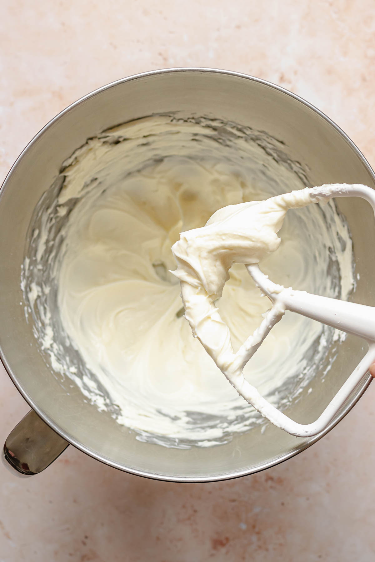 Creamed cream cheese in a bowl.