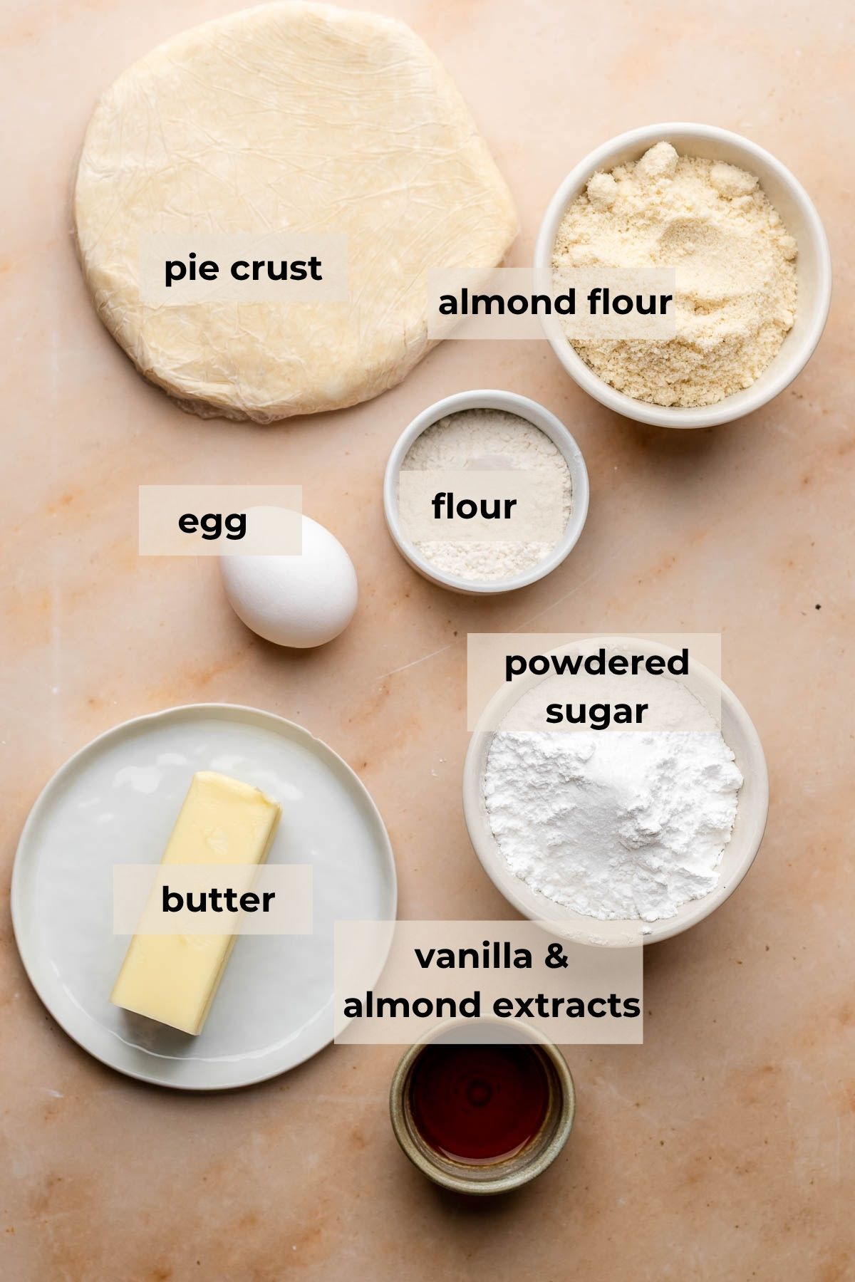 Ingredients for peach galette.