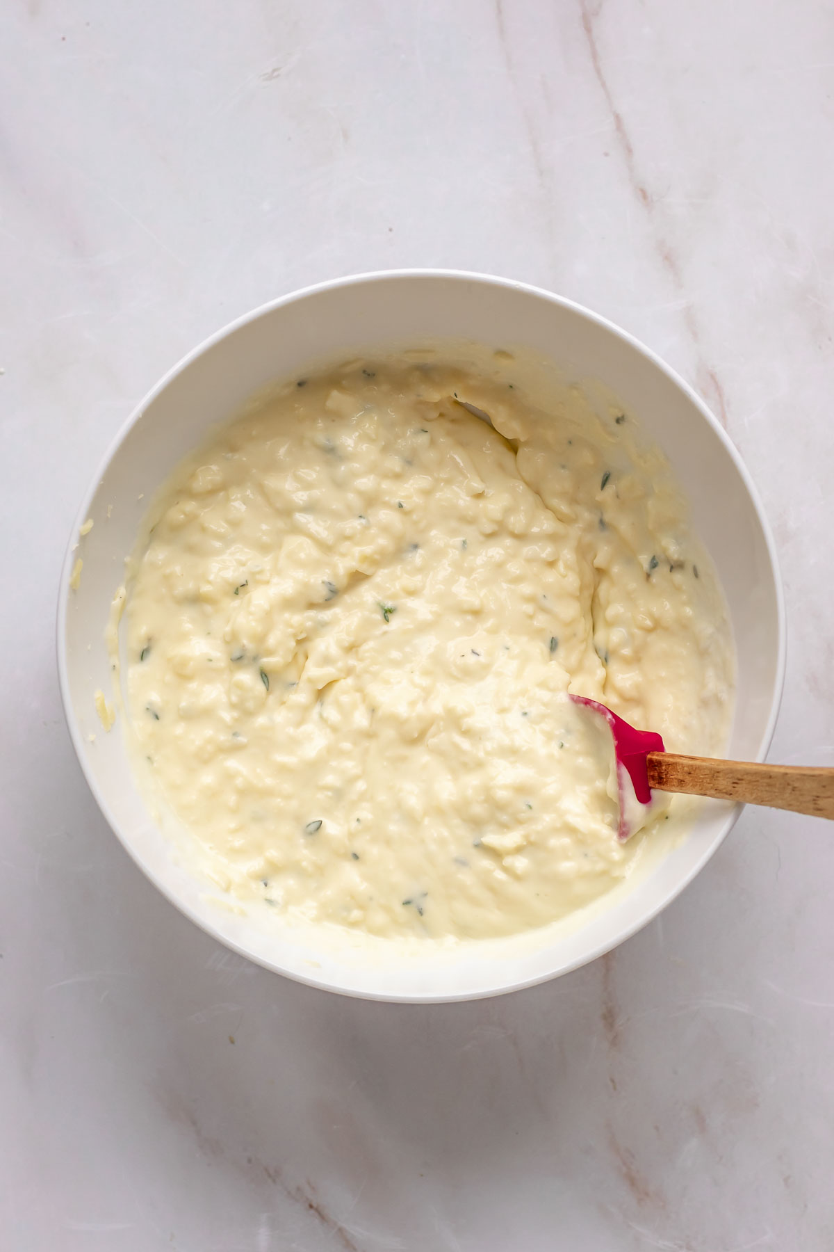 Pulverized cheese filling in a bowl.