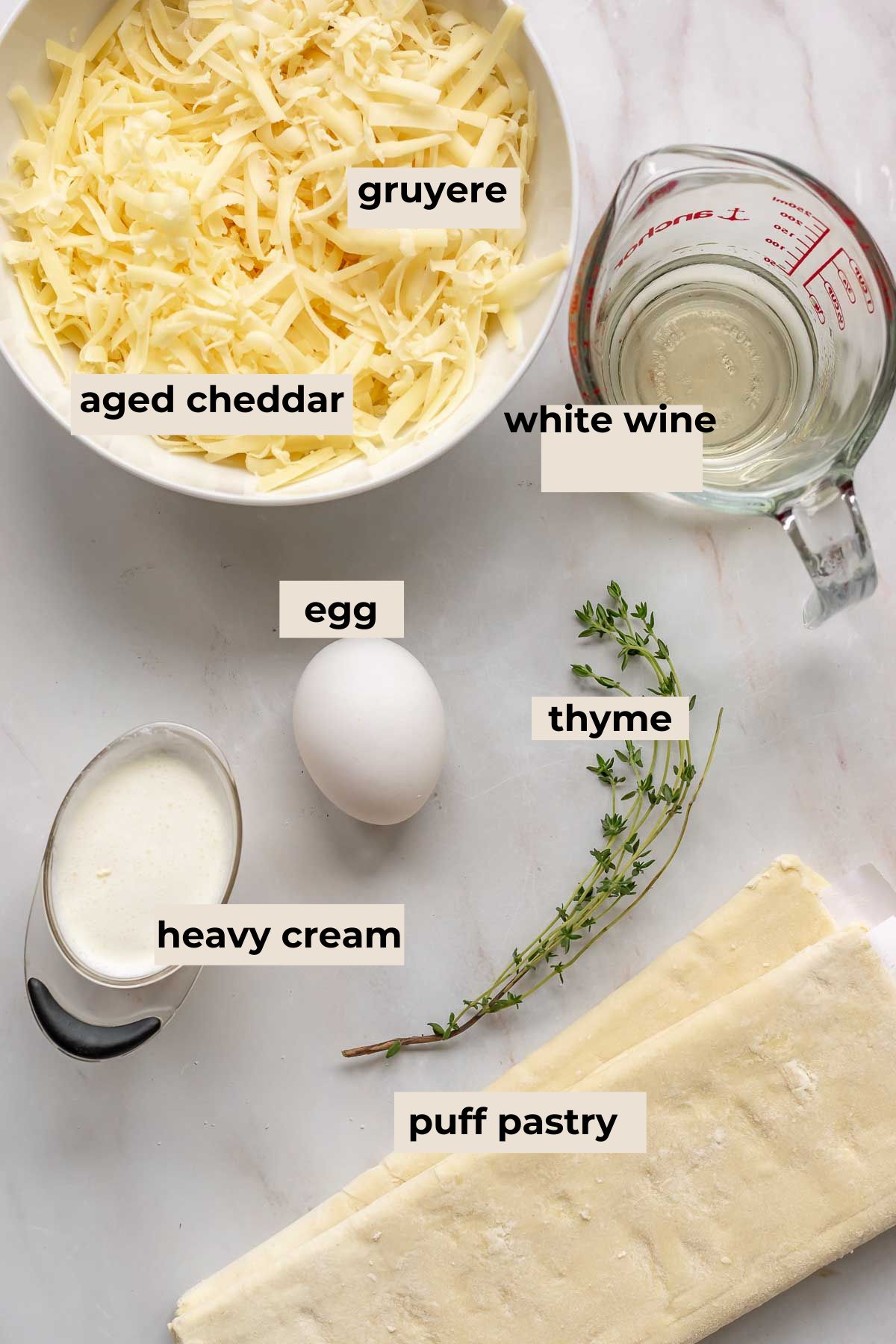 Ingredients for cheese tartlets.