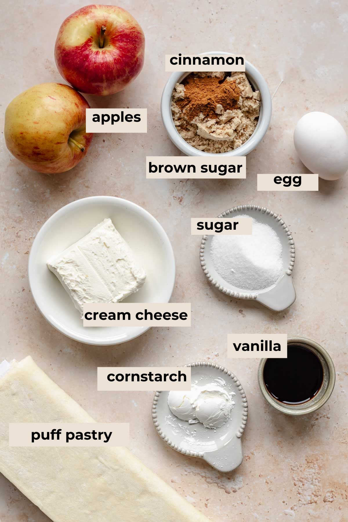 Ingredients for apple danish.