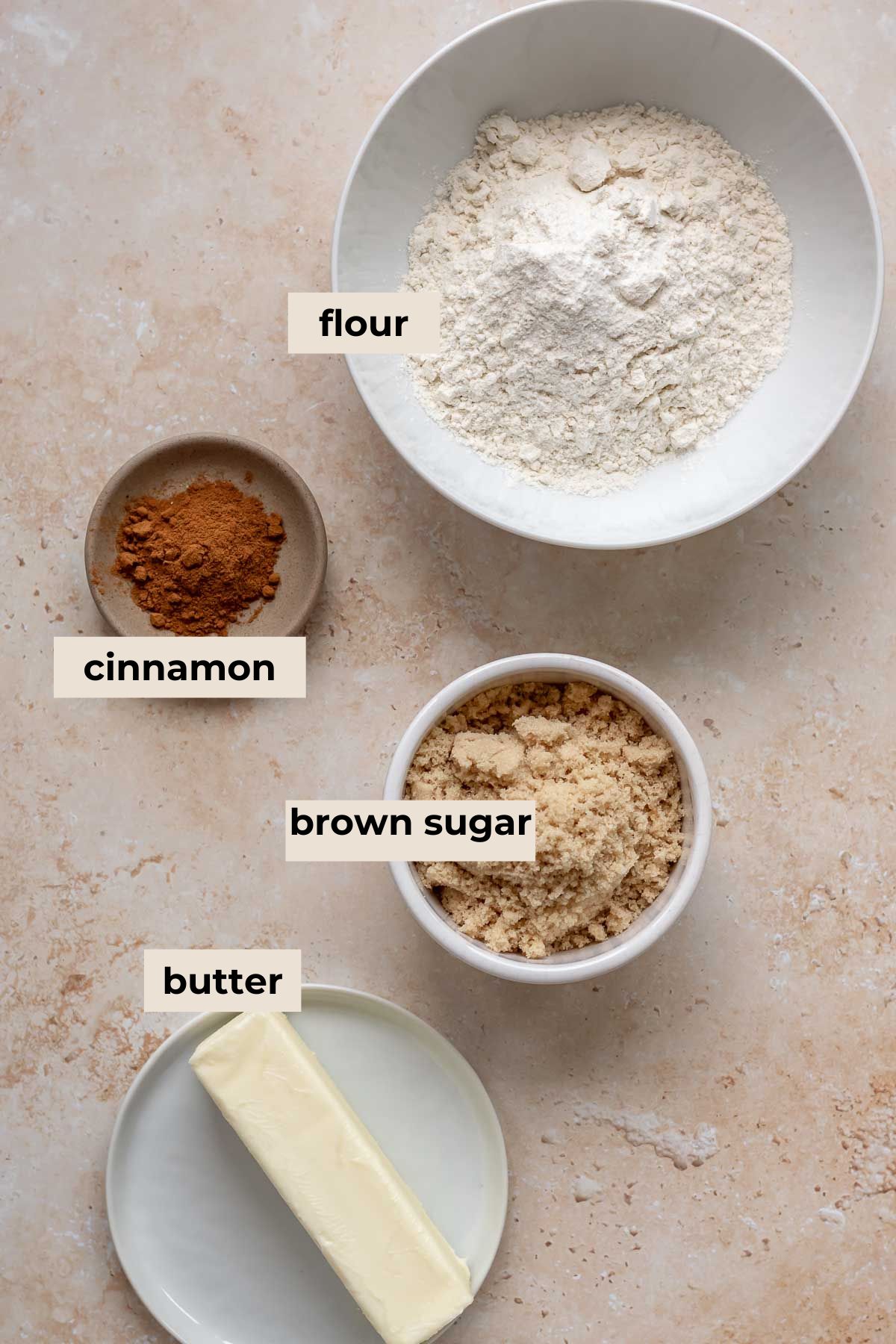 Cinnamon streusel ingredients.