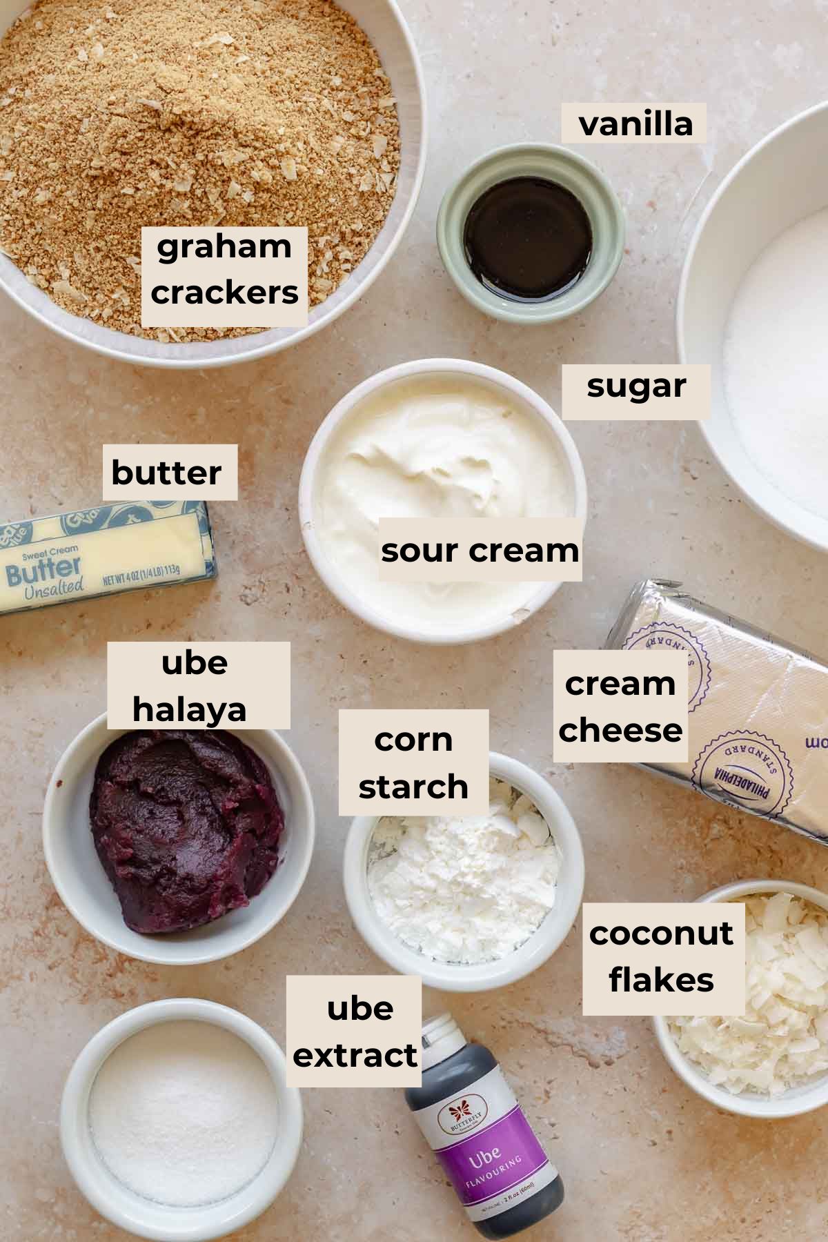 Ingredients for use cheesecake.