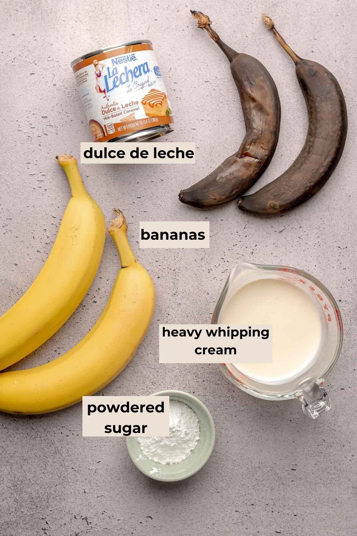 Ingredients for banoffee cheesecake.