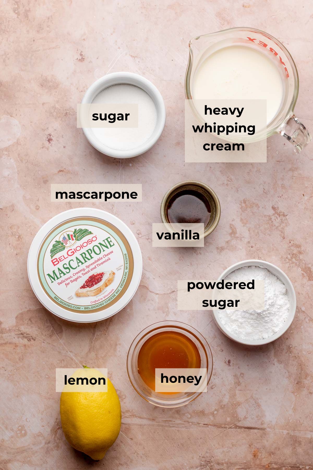 Ingredients for lemon pistachio cake.