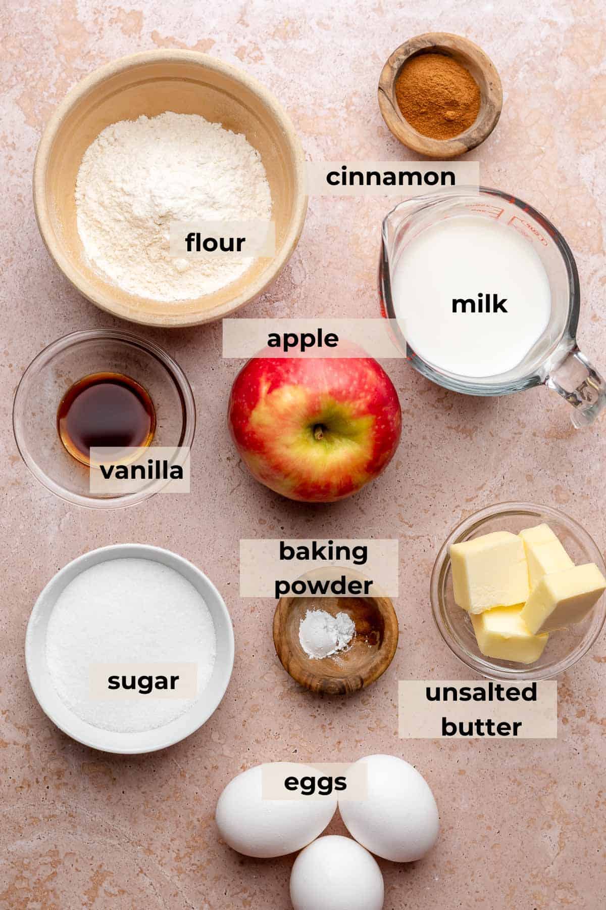 Ingredients for cinnamon apple dutch baby.