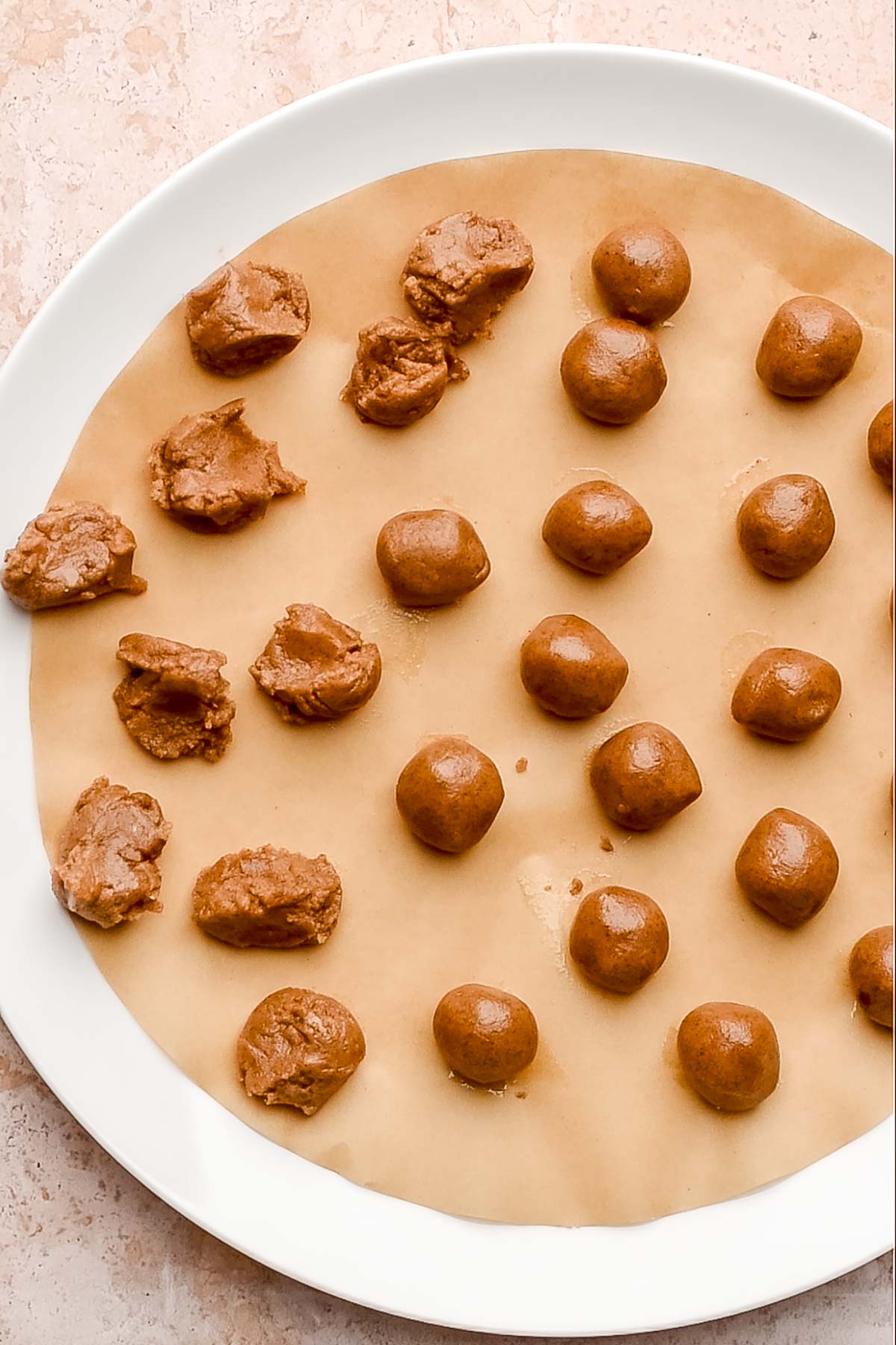 Dollops of cinnamon sugar filling on a plate.