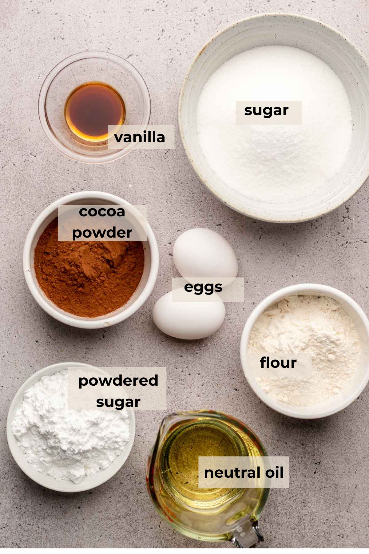 Ingredients for peppermint brownies.