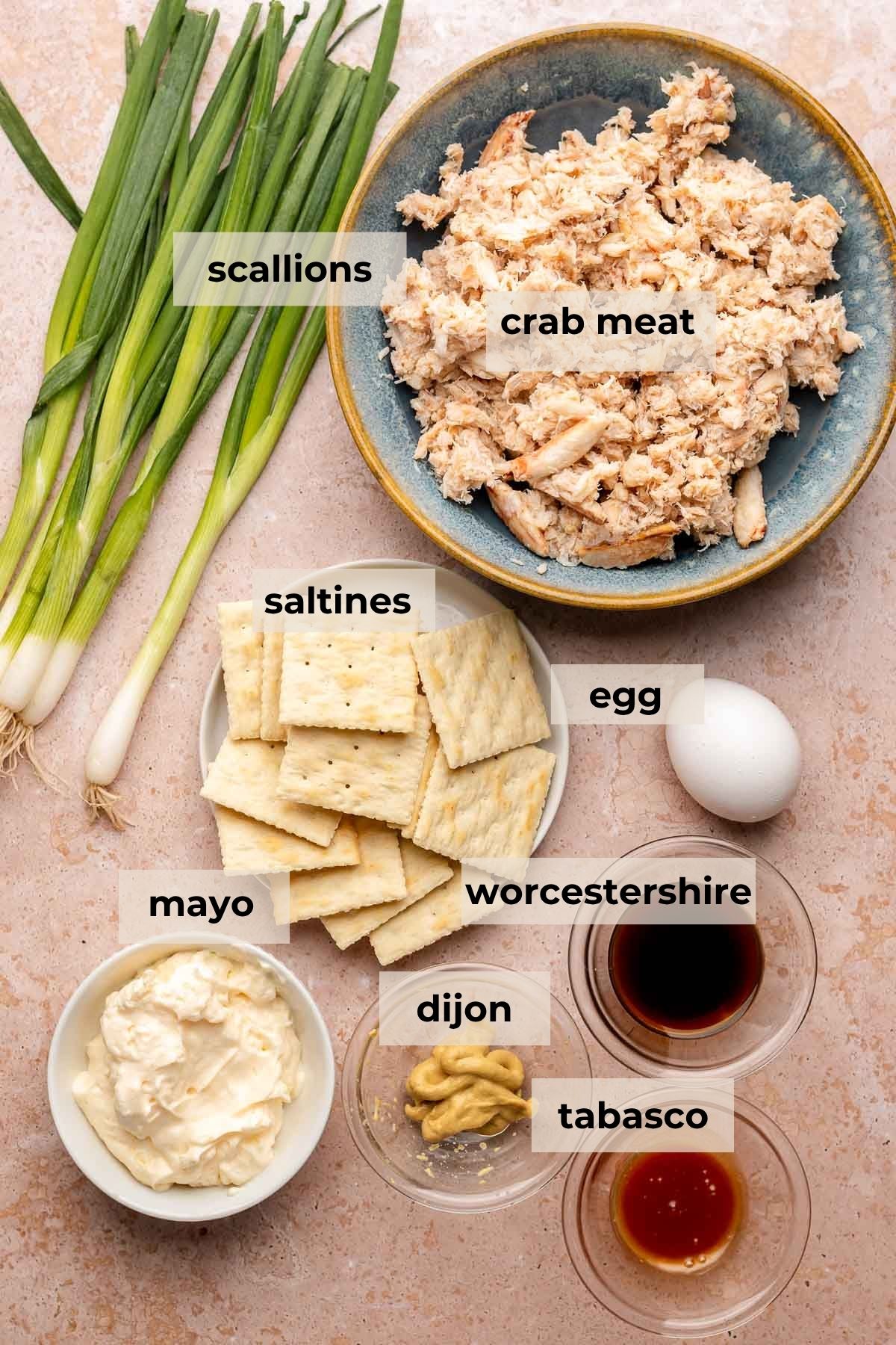 Ingredients for mini crab cakes.