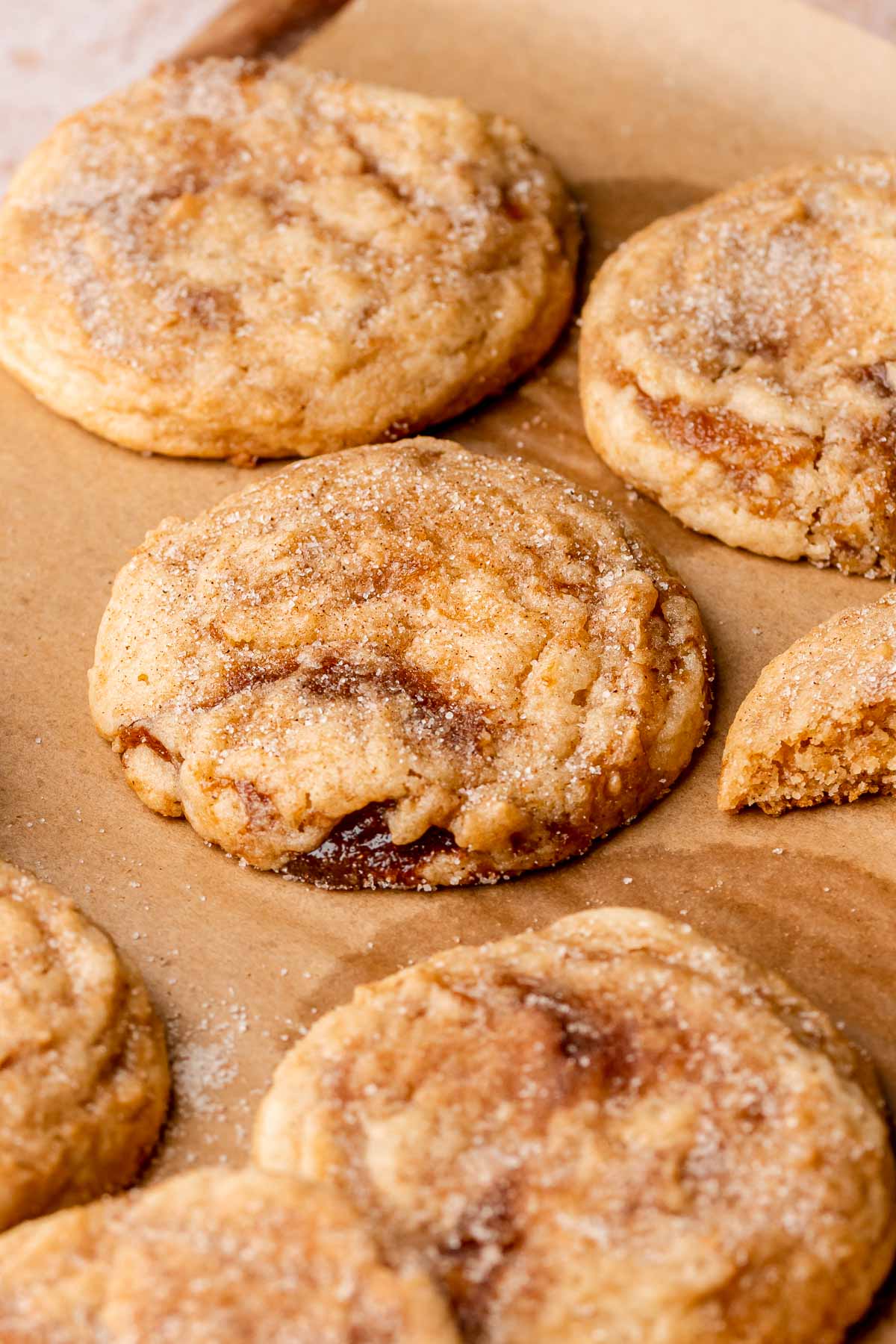 Apple butter cookies on a baking sheet.
