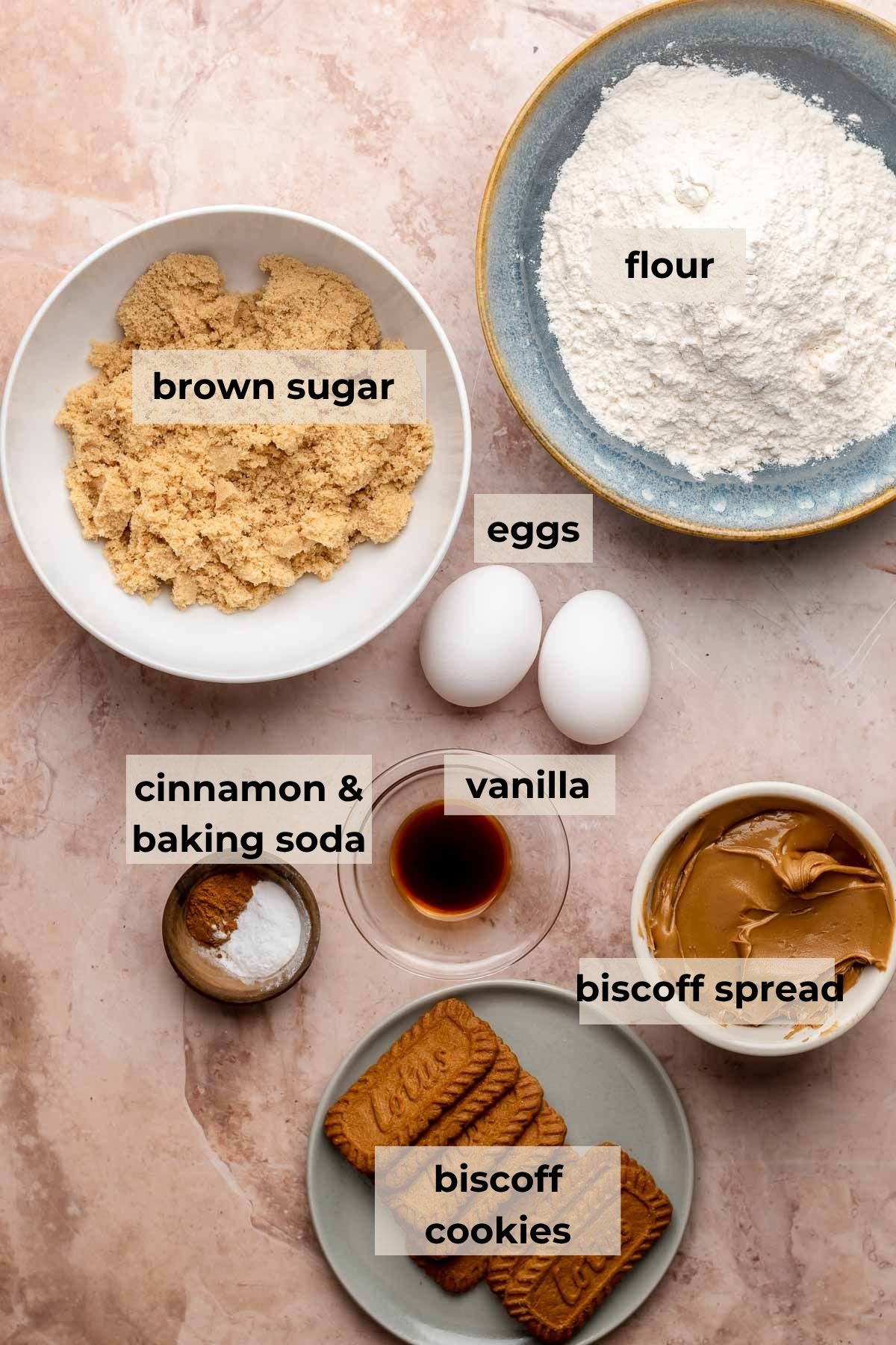 Ingredients for cookie butter skillet cookie.