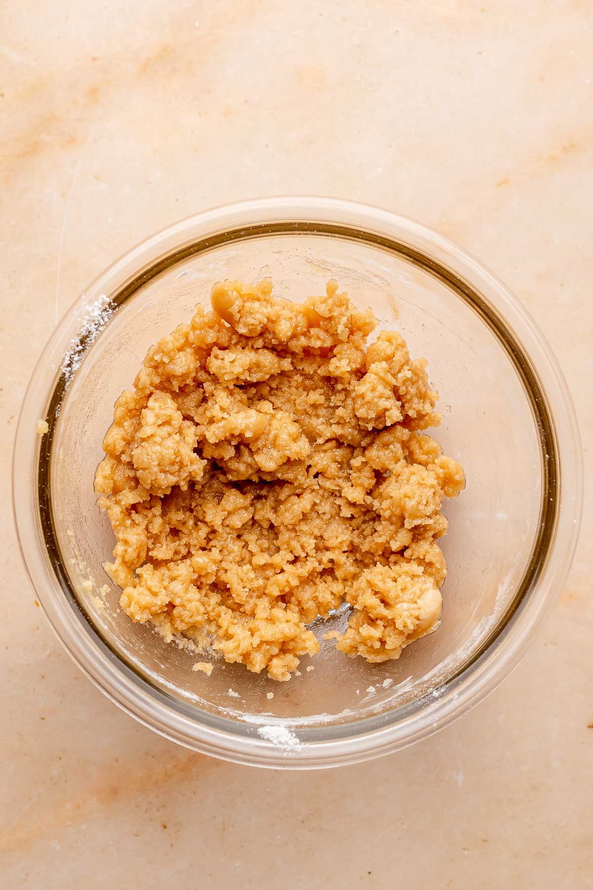 Crumbly mixed struesel in a bowl.